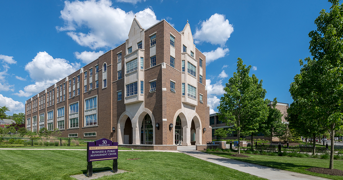 Exterior of a building at West Chester University