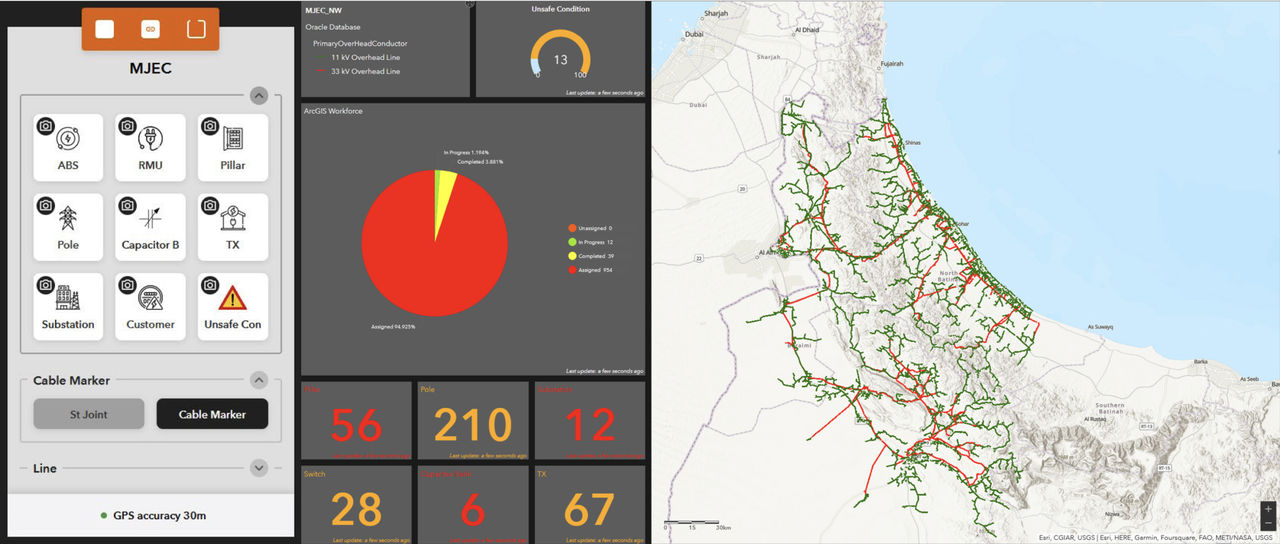 ArcGIS QuickCapture and a dashboard are used to monitor unsafe conditions reported by the field staff.