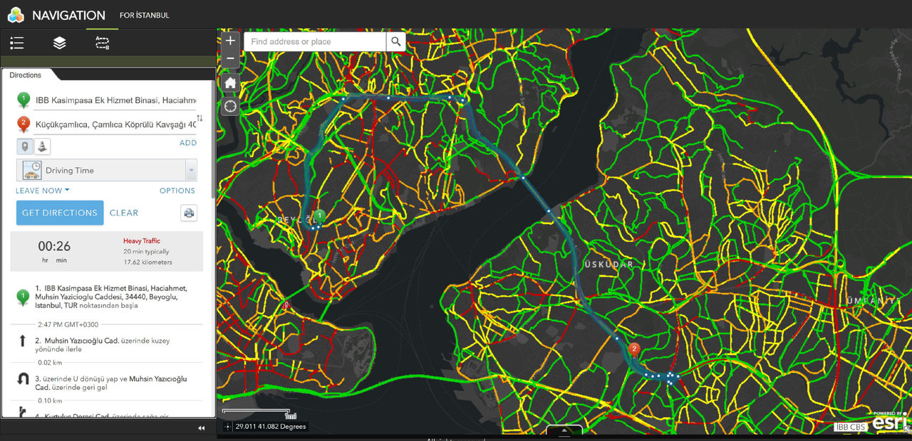 Screen shot of web application for monitoring traffic