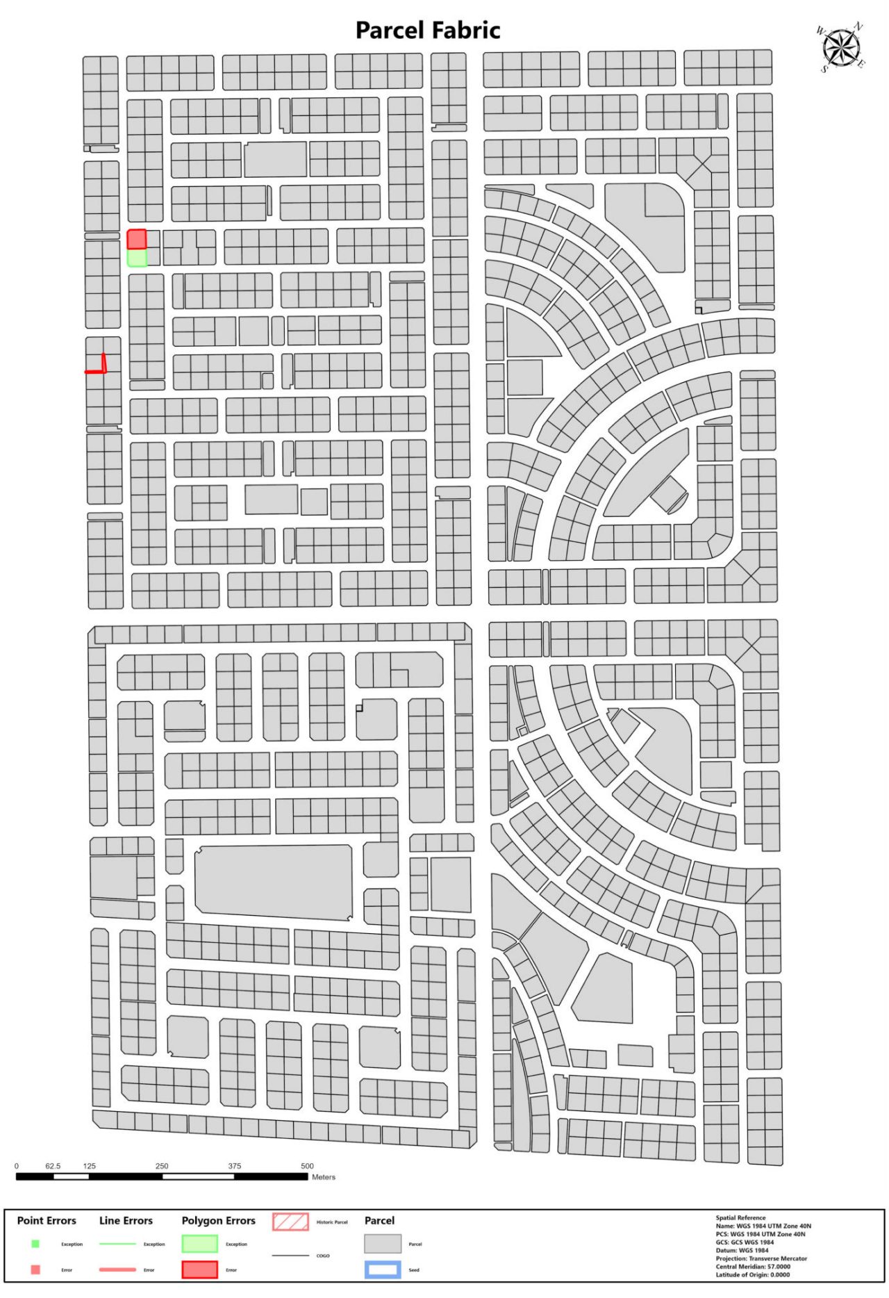 Map showing blocks of properties and streets.