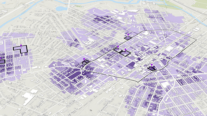 3D model map of suitability analysis process for the city of Rocky Mount 