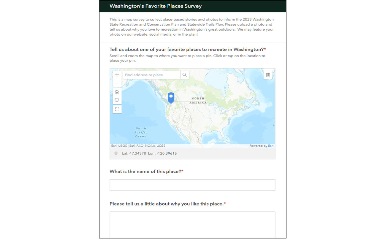 Washington's Favorite Places Survey