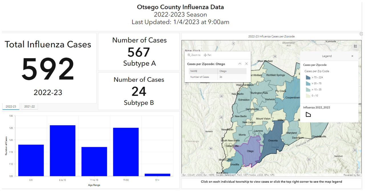 Otsego County influenza data dashboard 