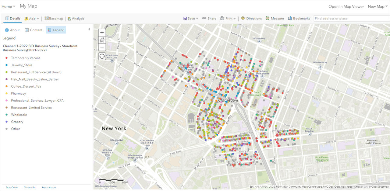Chinatown Partnership business archive ArcGIS Online map