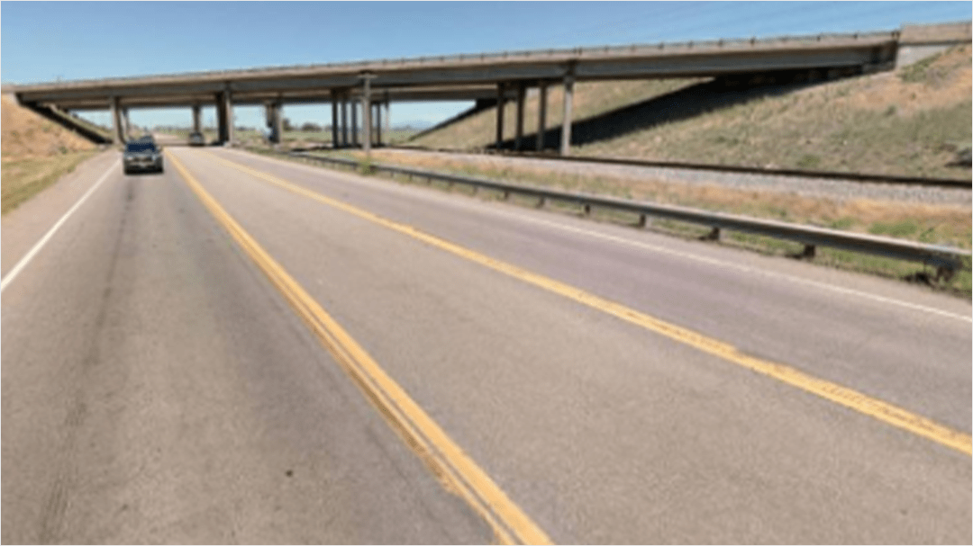 Above is roadway imagery in Street Smart depicting an Idaho interstate highway bridge.