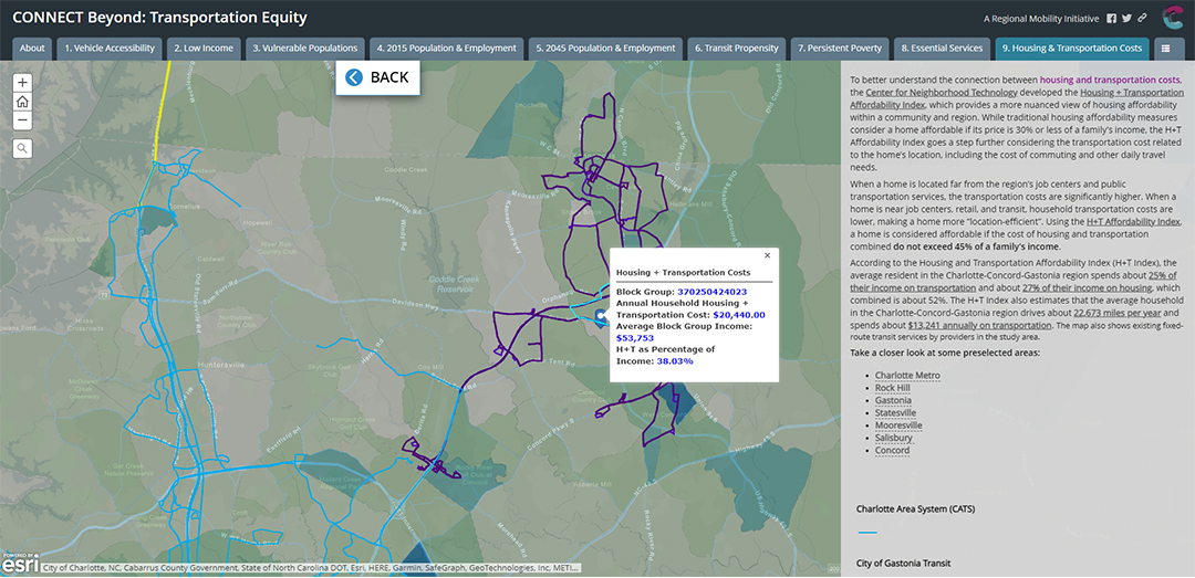 Another Housing and Transportation map from the CONNECT Beyond Transportation Equity Hub site