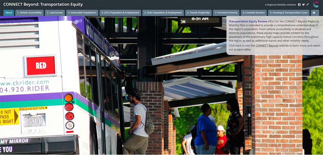 About page from the CONNECT Beyond Transportation Equity Hub site
