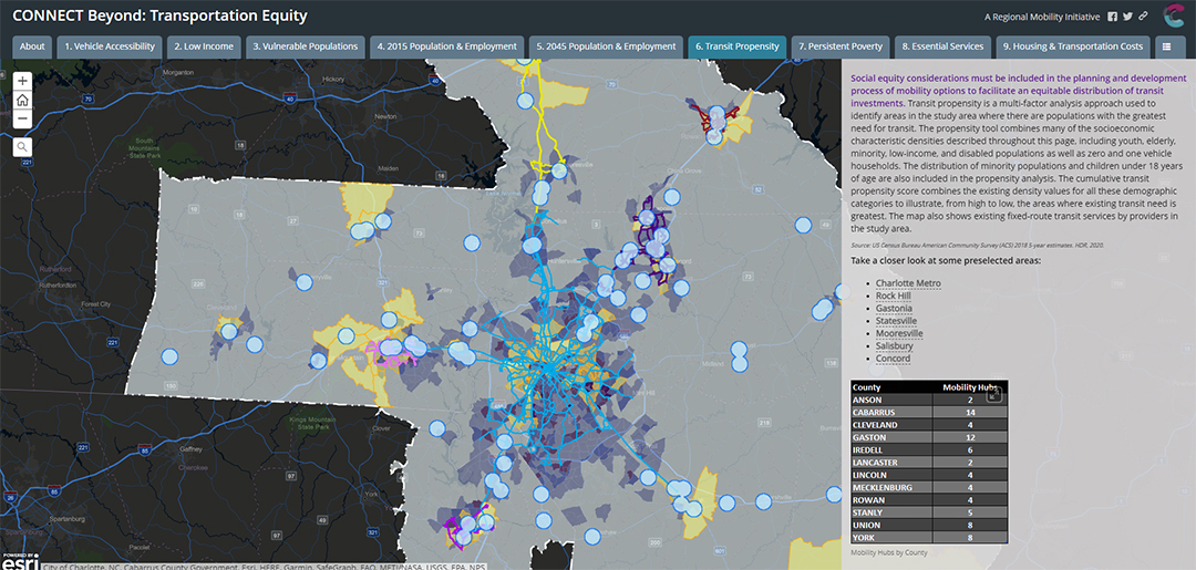 Transit Propensity map from the CONNECT Beyond Transportation Equity Hub site