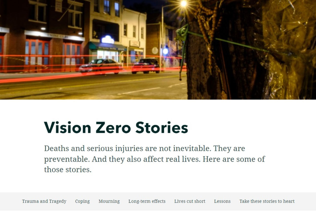 A look at the human costs of dangerous driving is presented in the Vision Zero Stories interactive map. 