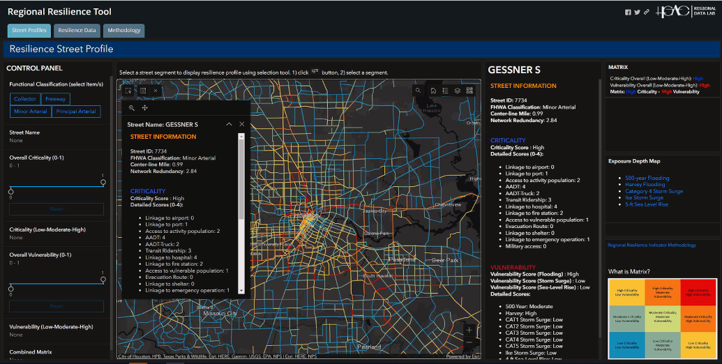 Houston-Galveston Area Council's interactive resilience planning tool