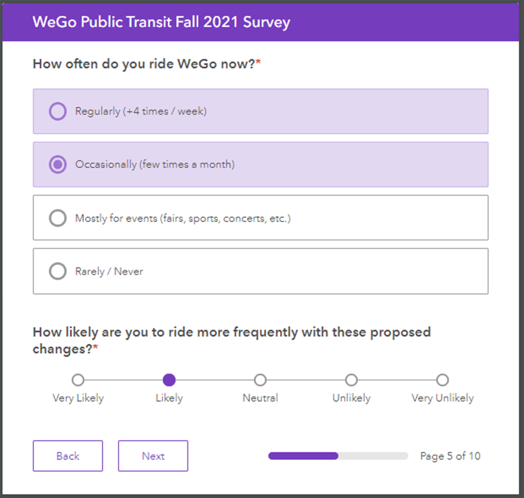 Transit survey used to collect feedback