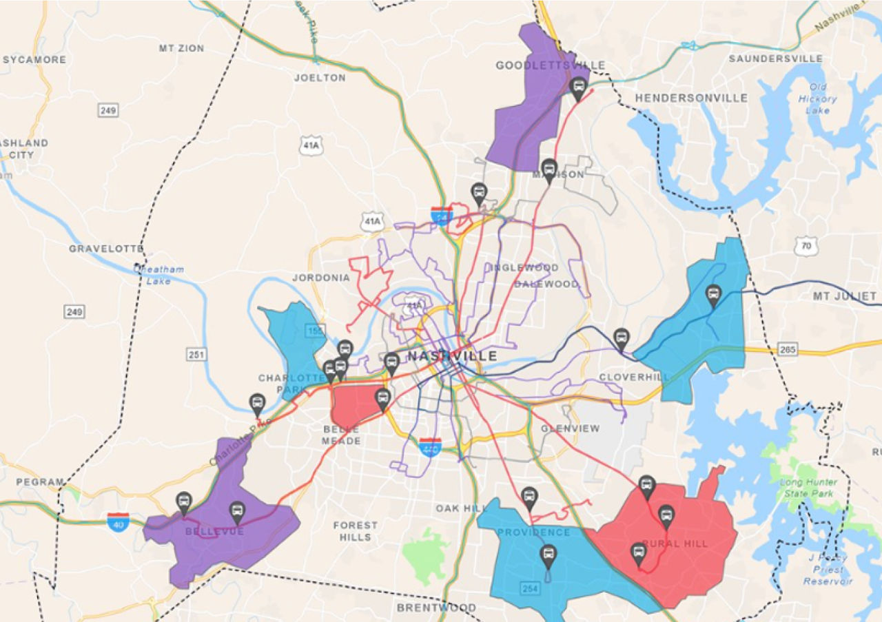 map highlighting designated pick up areas