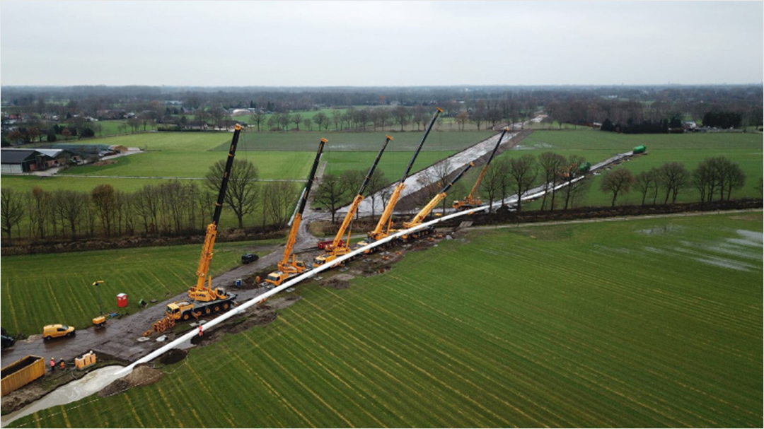 Pictured is the construction of a pipeline network in Noord-Brabant. 