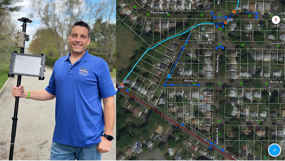 Before deploying the city's new field data-collection kit, Kolody tested the software and hardware—the ArcGIS Field Maps app and the Eos Arrow Gold receivers—on Apple iPads for proof of concept. Using the NYDOT public RTK network, he was able to capture storm and sewer assets with centimeter-level accuracy and record them directly in ArcGIS. 