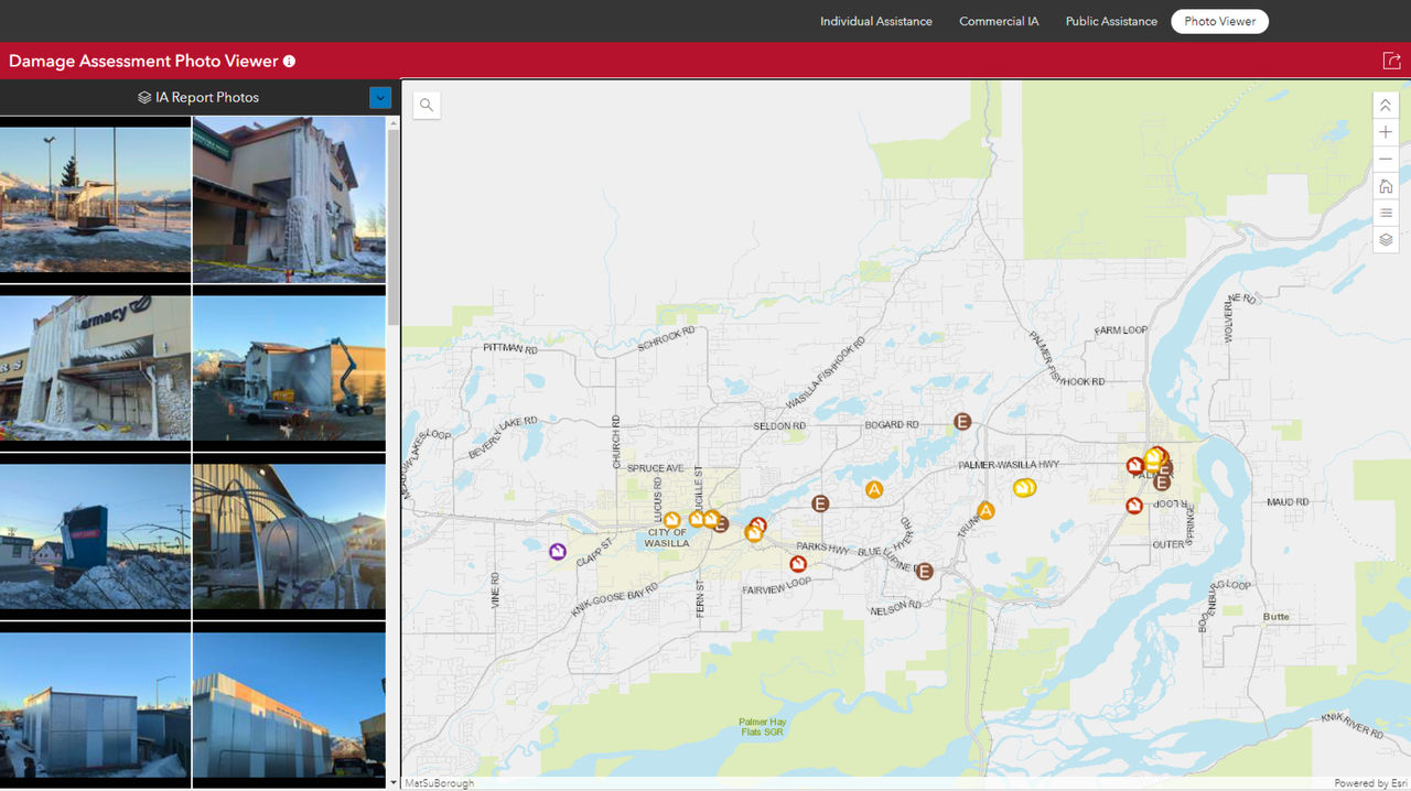 Screenshot of Damage Photo Viewer with photos of storm damage