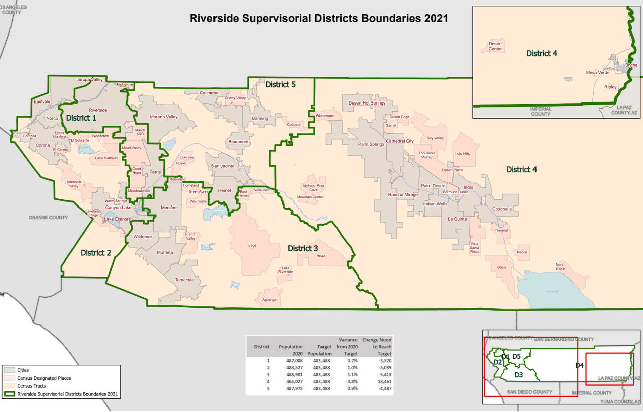 Riverside Supervisorial Districts Boundaries 2021.