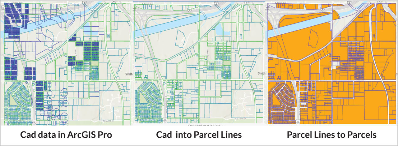 The development in Pro of the CAD data to parcels.