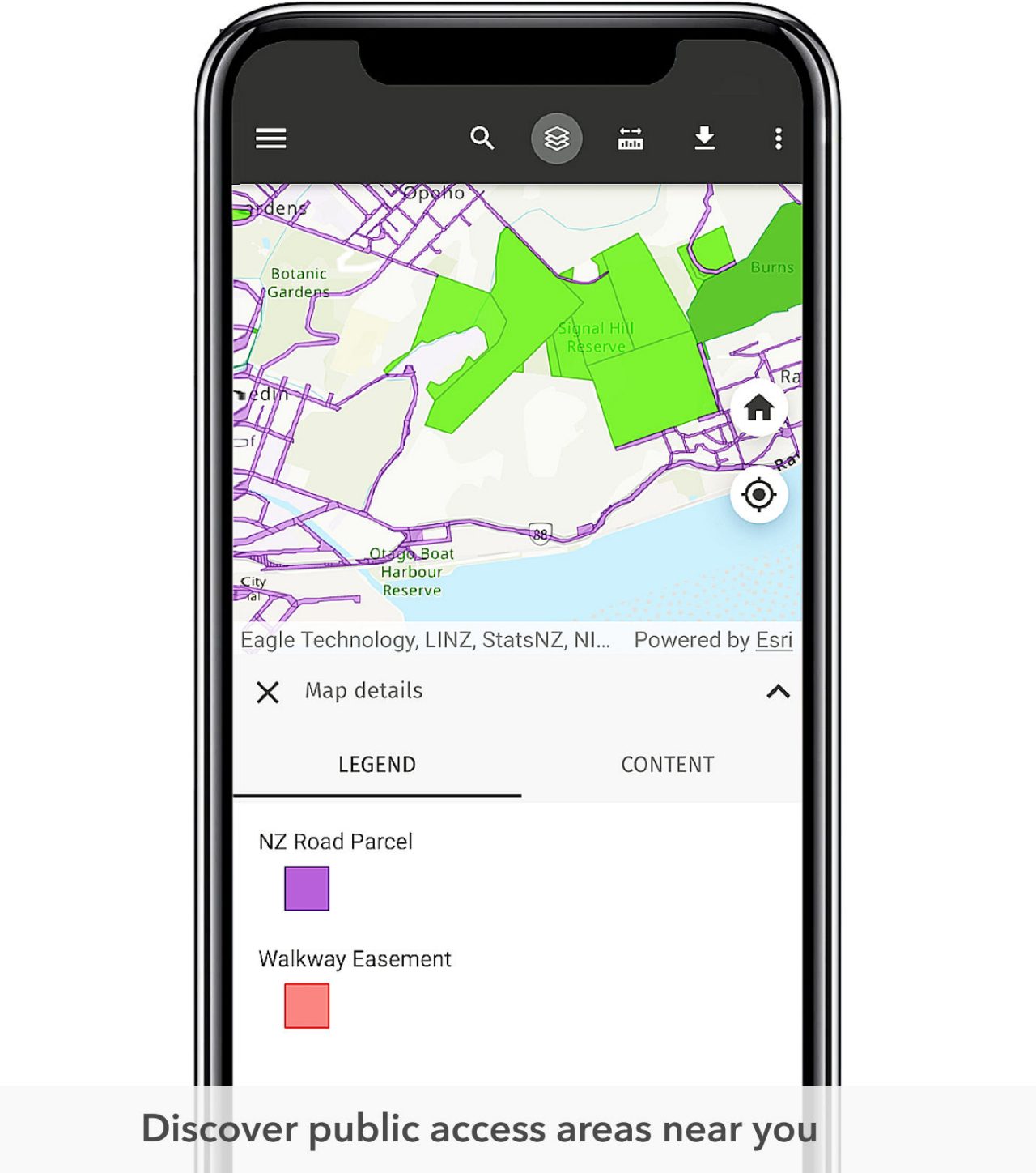 Purple and green map showing roads on phone