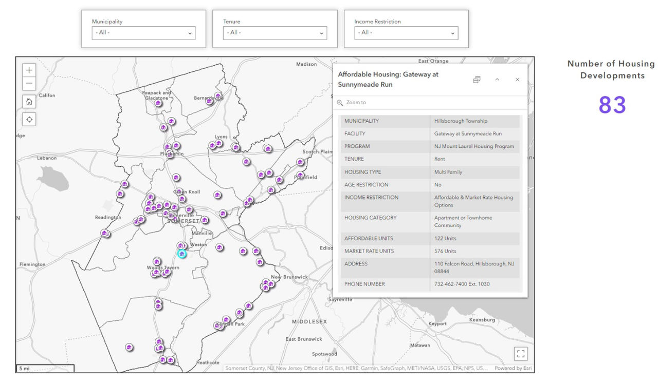 Affordable housing interactive map with filtering options and property details 