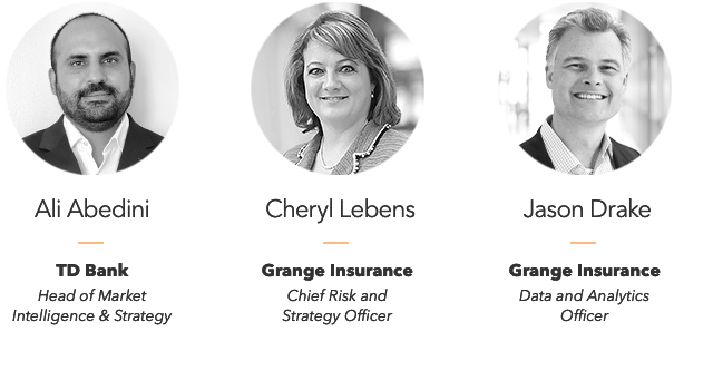 Three individuals are presented with their names, job titles, and company affiliations clearly visible.