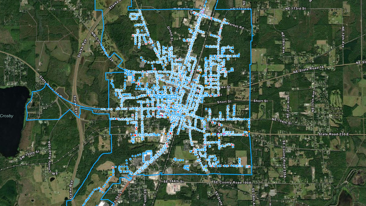 Carte avec des données d’exploitation de réseaux superposées. 
