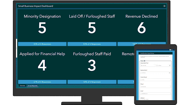 Dashboard showing the impact of COVID-19 on a small business