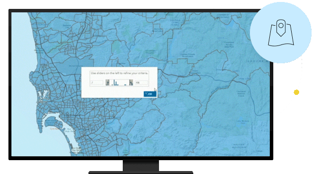 computadora mostrando un mapa para selección de sitio