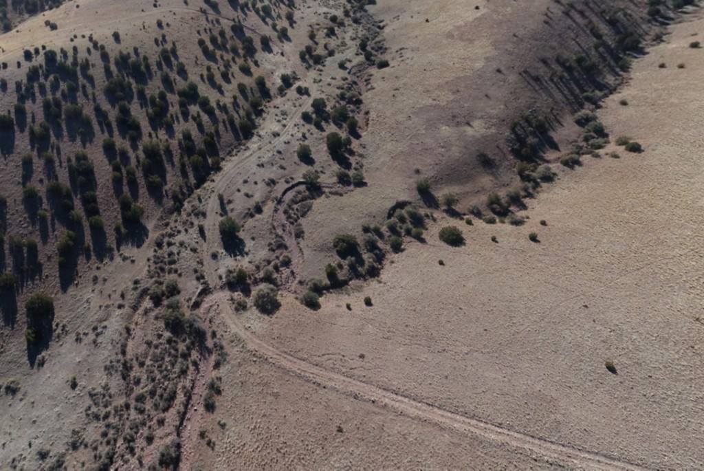 Aerial shot of a remote area of land.