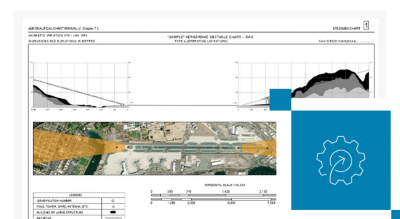 A detailed aeronautical chart showcasing drone obstacle data and flight paths.