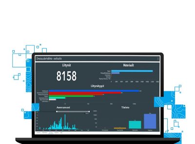 Kuvituskuva, missä on läppärin näytöllä dashboard