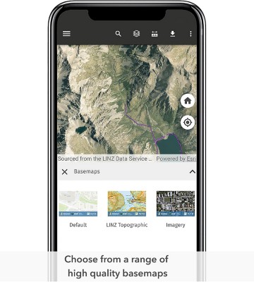 Basemap options displayed on phone