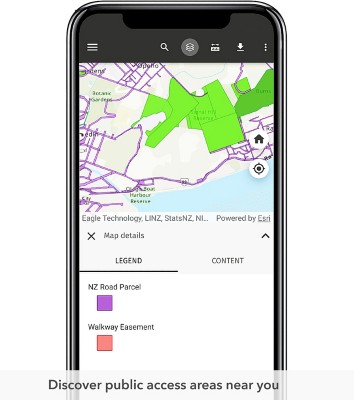 Purple and green map showing roads on phone