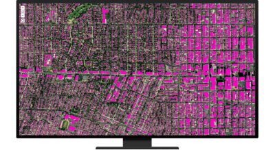 Map of buildings with certain buildings highlighted