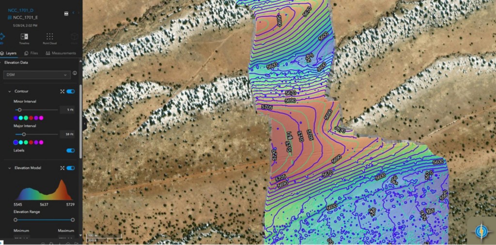 Calculations overlayed on land parcel.