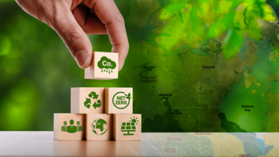 Building blocks with sustainability pillars with a map of Canada overlayed