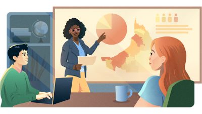 A road map illustrating the path professionals can take to start learning about demographics data.