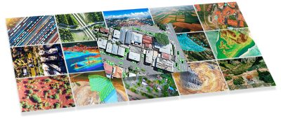 kollaasi kuvamateriaalista, jota ArcGIS-paikkatietoalustalla voidaan käsitellä