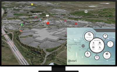 A 3D map of a large commercial building with key facts