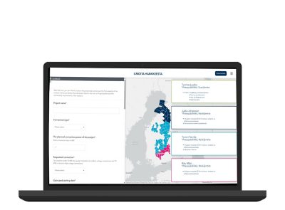 Kapasiteettikarttapalvelusta löytyvä lomake liittymispyyntöjä varten