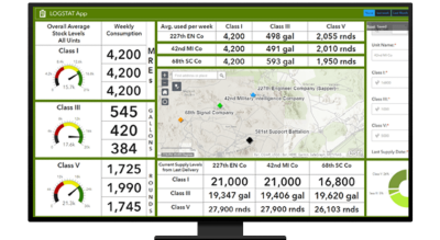 A graphic of a computer monitor displaying a map dashboard with a contour map, charts, and many data points