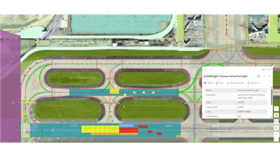 Map of airfield taxiways and a legend indicating taxiway Centreline Light