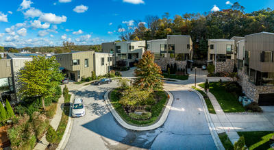 A contemporary housing development featuring modern architecture and clean lines.