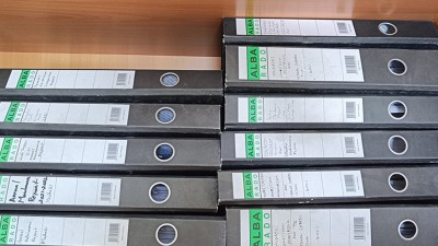 Binders in a bookcase