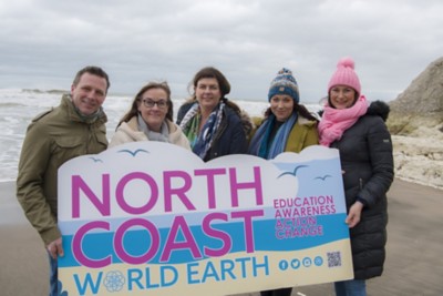 L-R: Gavin Wallace, North Coast World Earth (NCWE) Chairperson; Emma McNaughton, NCWE Community Group; Michelle McGarvey, NCWE Art & Fundraising; Kiara Doherty, NCWE Secretary; and Deirdre Doherty, NCWE Education