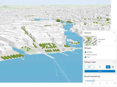 3D web scene of Zurich, Switzerland showing planning and building analysis in ArcGIS Enterprise