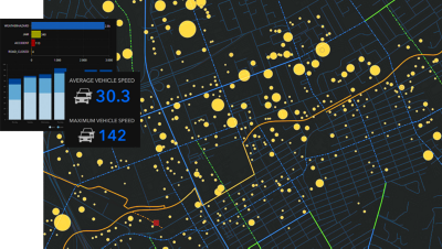 a vector map with data points and a dashboard