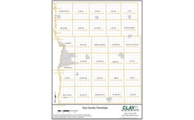 A map with labeled squares showing names and coordinates. A legend and scale are included.
