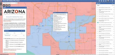  A screencap of the Published Plan Viewer with a colorful state map and several lists of data