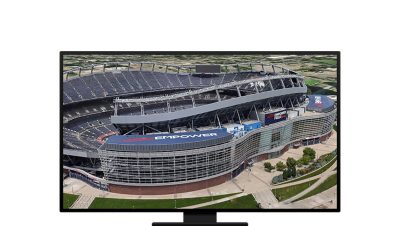 Aerial view of the football stadium Empower Field at Mile High in Denver, Colorado