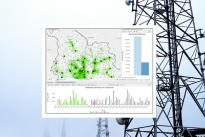 Ein satellitengestütztes Bild des Normalized Difference Vegetation Index (NDVI) quantifiziert den Gesundheitszustand der Vegetation auf Kuhweiden, wobei die gesündesten Pflanzen in grün und diejenigen, die unter Stress und Krankheiten leiden, in rot dargestellt sind